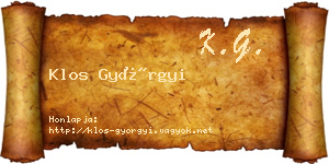 Klos Györgyi névjegykártya